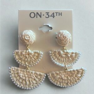 Cream and Gold Woven Earrings by ON 34th